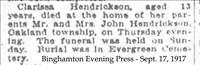 Hendrickson, Clarissa (Funeral Notice)